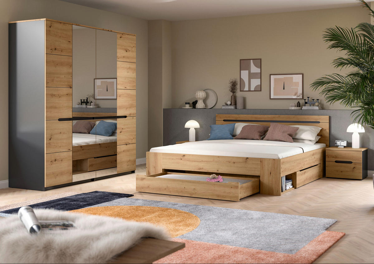 SCHLAFZIMMER Grau, Eiche Artisan  - Eiche Artisan/Grau, MODERN, Holzwerkstoff - MID.YOU