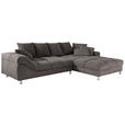 ECKSOFA in Webstoff Braun  - Braun, Design, Textil/Metall (332/227cm) - Carryhome