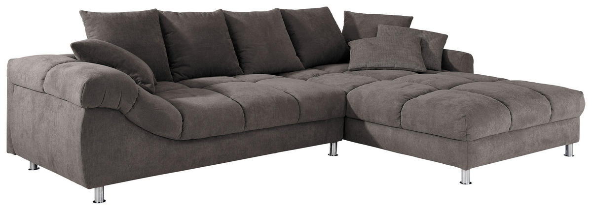 SEDEŽNA GARNITURA, tkanina rjava  - rjava, Design, kovina/tekstil (337/228cm) - Carryhome