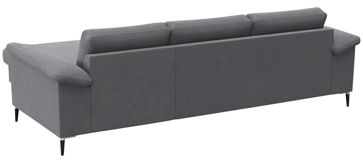 ECKSOFA Grau Flachgewebe  - Alufarben/Schwarz, Design, Textil/Metall (242/159cm) - Livetastic