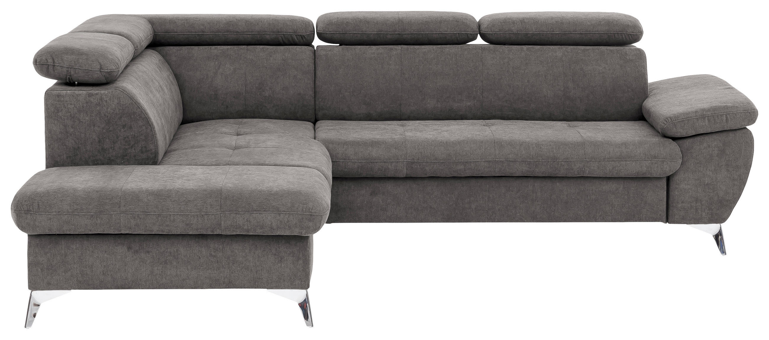 SEDEŽNA GARNITURA, šenilja siva  - barve kroma/siva, Konvencionalno, kovina/tekstil (256/83-99/209cm) - Welnova