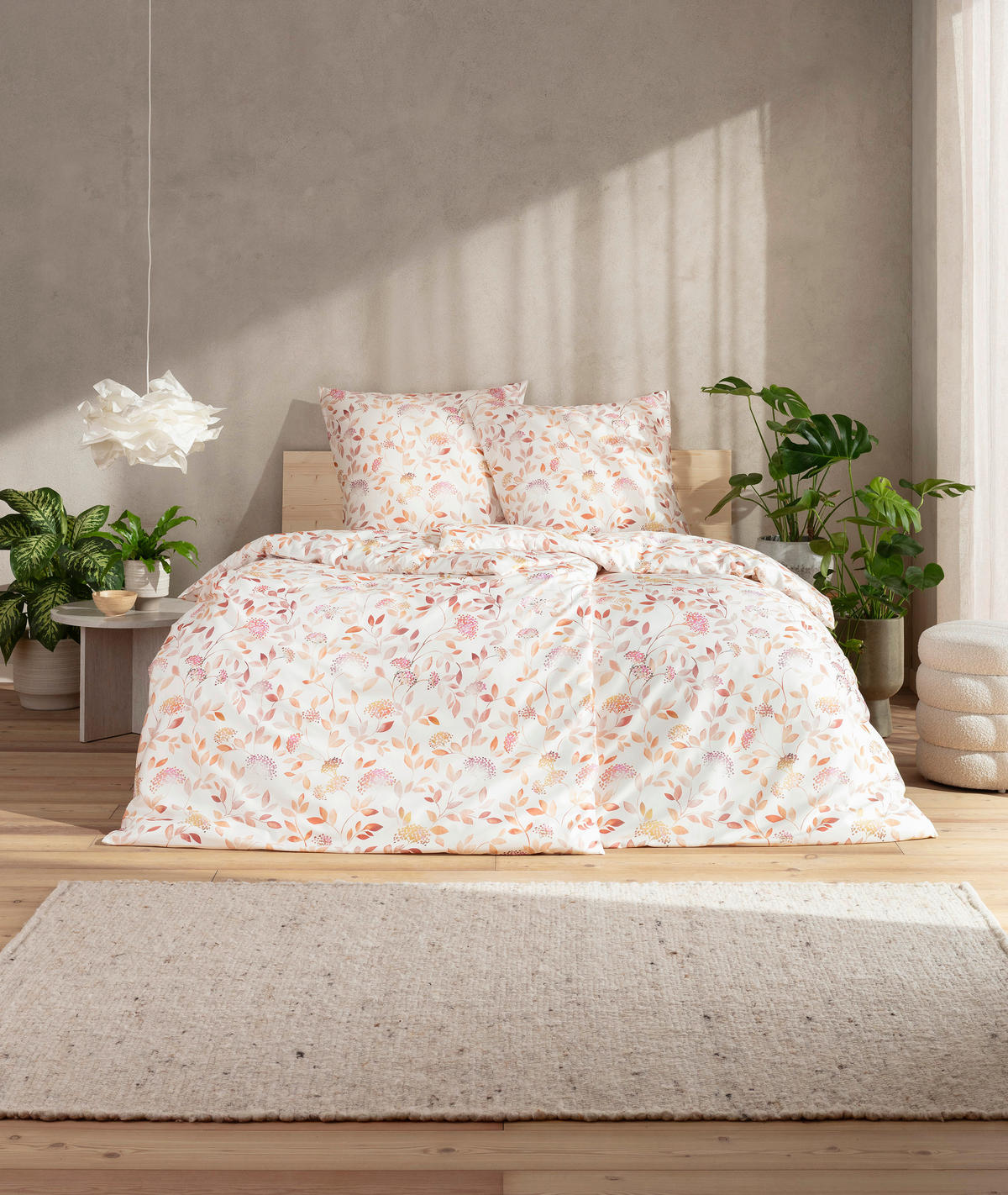 BETTWÄSCHE 2-teilig Natürlich Estella Makosatin 135/200 cm  - Dunkelrot, Design, Textil (135/200cm) - Estella