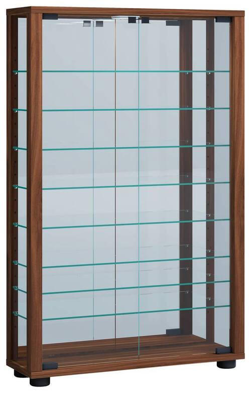VÄGGHÄNGT VITRINSKÅP i nötfärg   - nötfärg/svart, Modern, trämaterial/glas (59/91,3/18cm) - MID.YOU