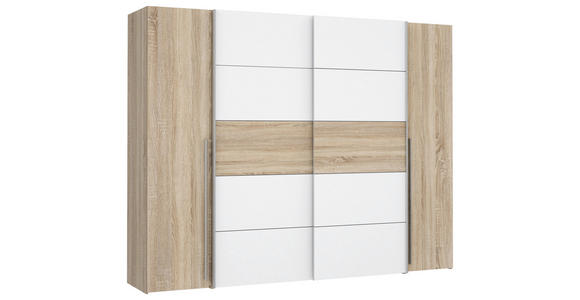 KLEIDERSCHRANK 270/210/61 cm 4-türig  - Alufarben/Weiß, KONVENTIONELL, Holzwerkstoff/Kunststoff (270/210/61cm) - Carryhome