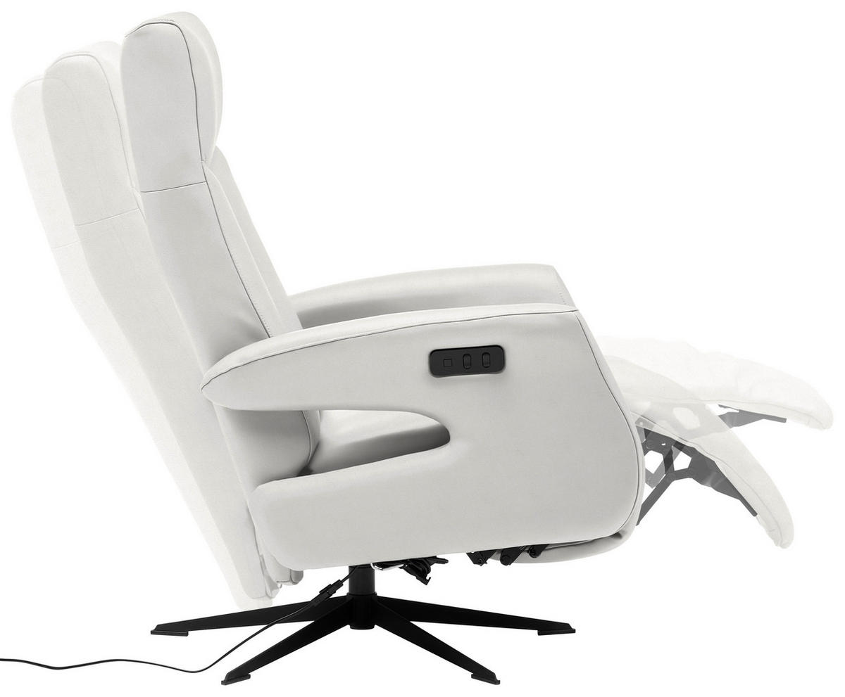 RELAXSESSEL in Leder Weiß  - Schwarz/Weiß, Design, Leder/Metall (74/105/82cm) - Welnova
