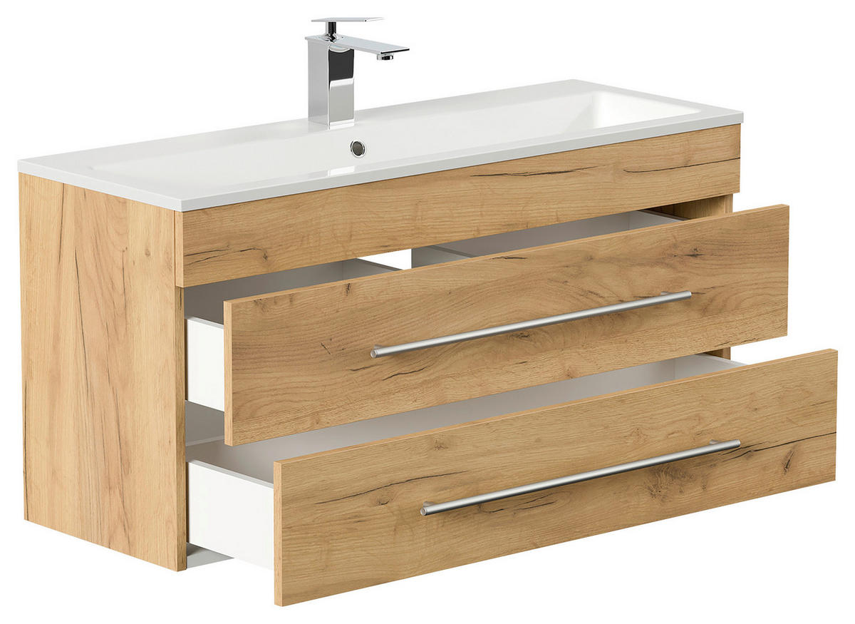 BADEZIMMER  in 100 cm  - Eichefarben/Silberfarben, MODERN, Keramik/Holzwerkstoff (100cm) - MID.YOU