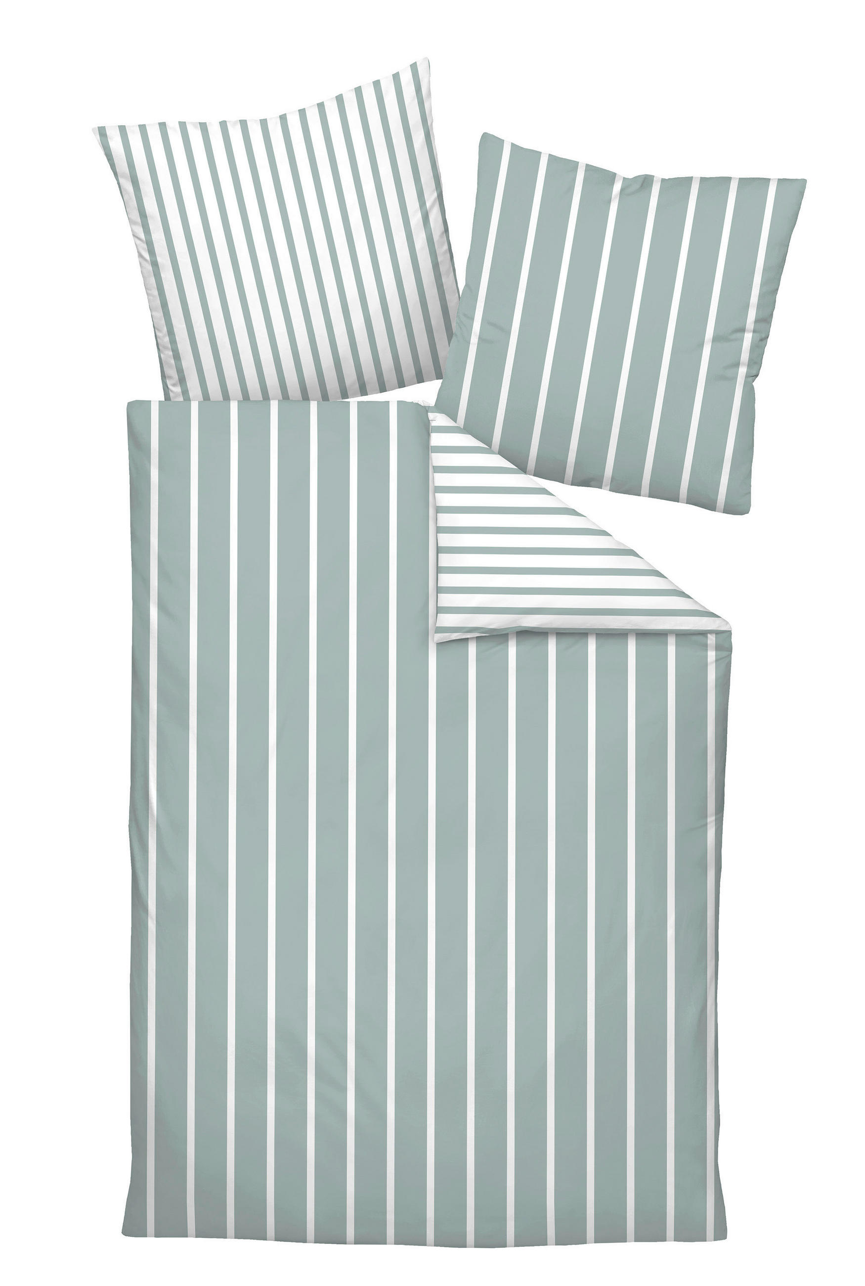 BETTWÄSCHE GENTANO Makosatin 155/220 cm - Salbeigrün/Weiß, Design, Textil (155/220cm) - Janine