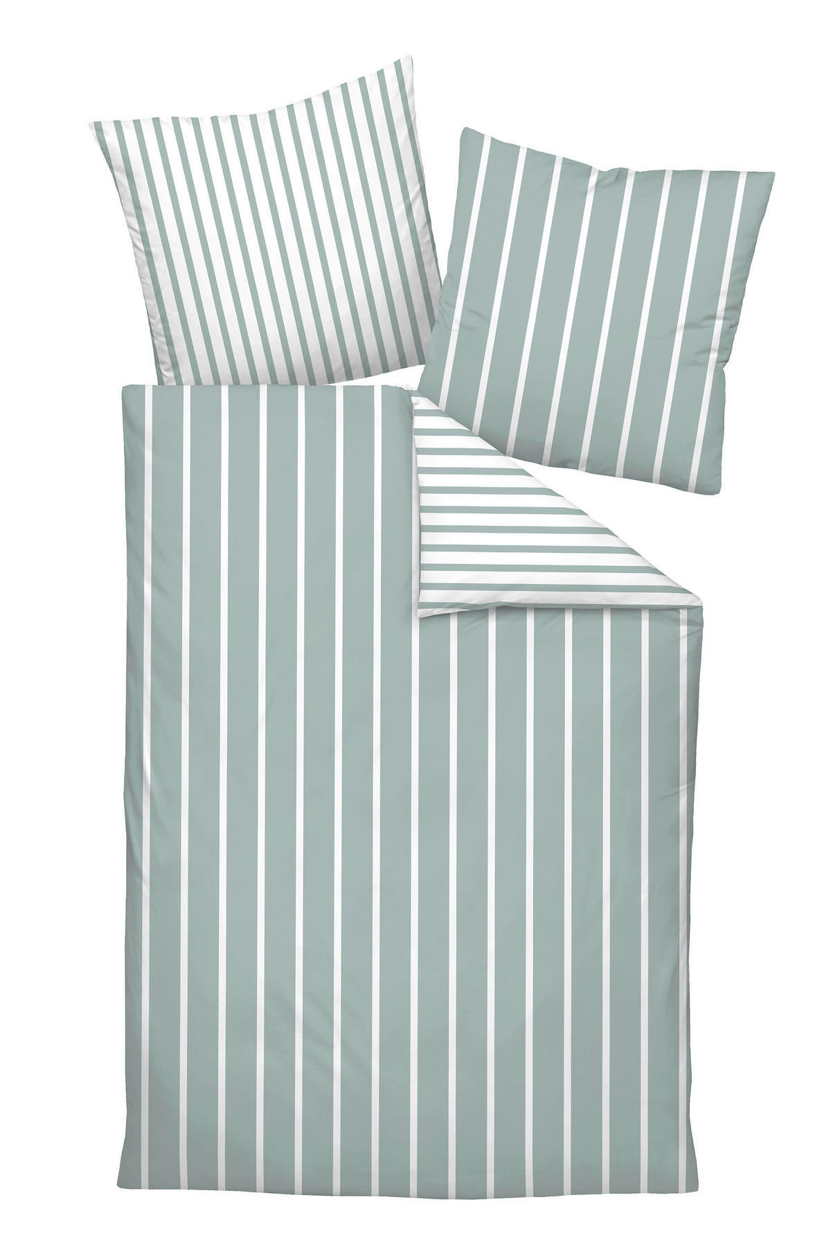 BETTWÄSCHE GENTANO Makosatin 200/220 cm  - Salbeigrün/Weiß, Design, Textil (200/220cm) - Janine