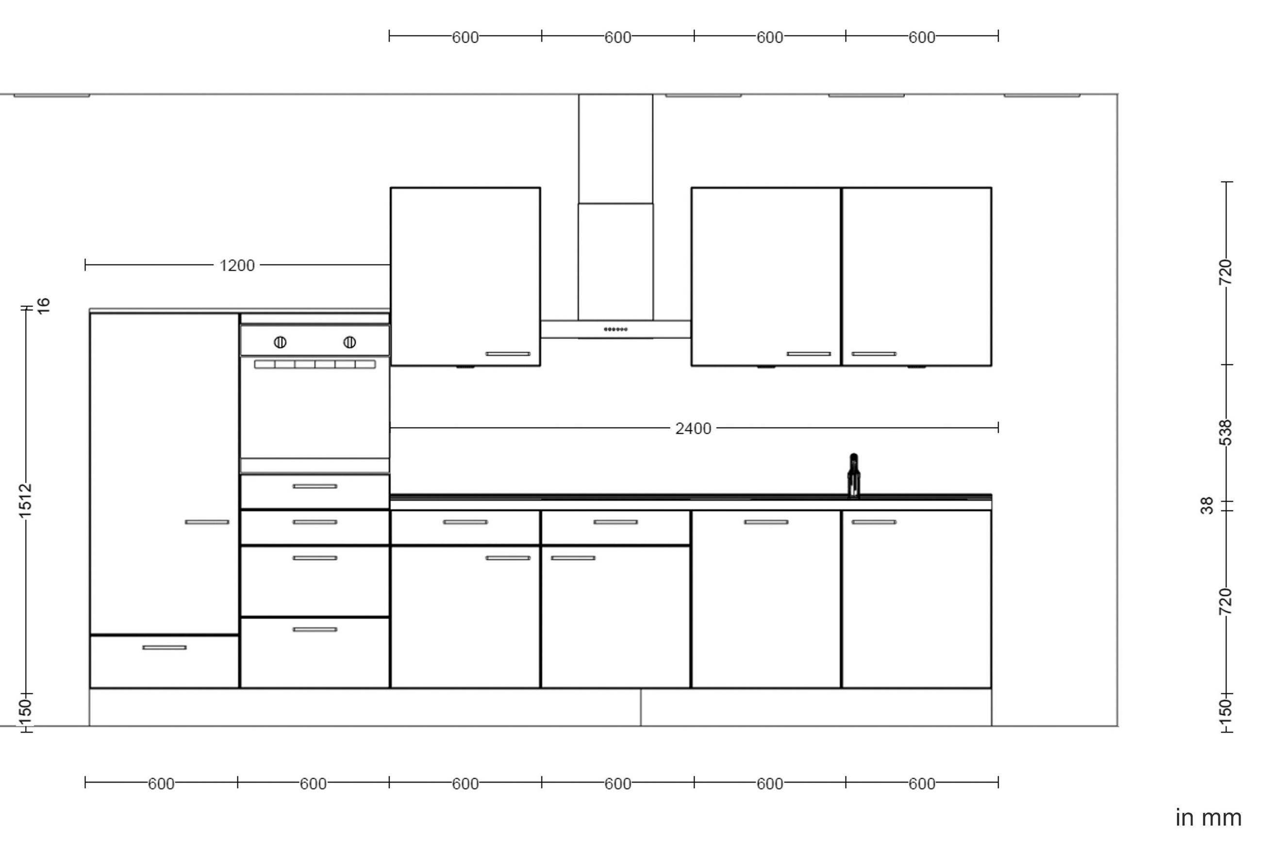 Thumbnail - Nobilia Küchenblock Structura, Eiche dunkel, Metall, 7 Schublade(n),1 Schublade(n) Schubladen, nur wie online abgebildet...