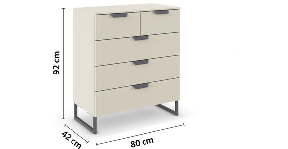 KOMMODE in 80/81/42 cm - Champagner/Dunkelgrau, Design, Holzwerkstoff/Metall (80/81/42cm) - Carryhome