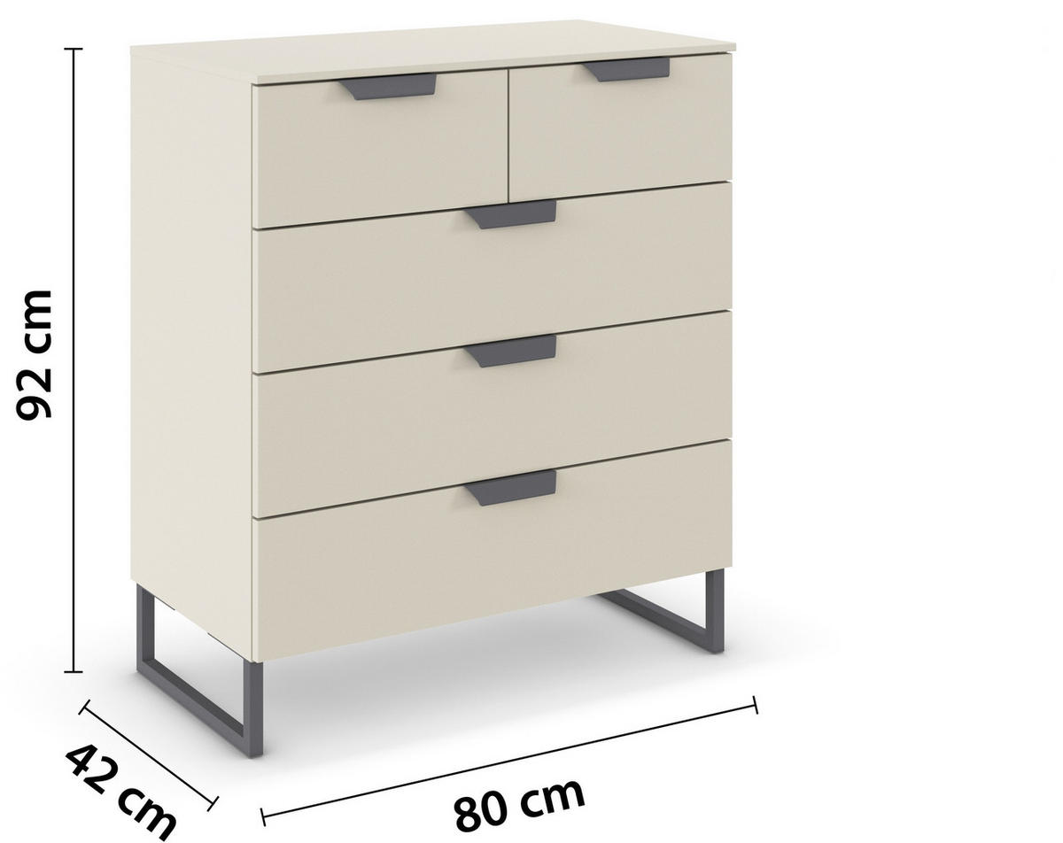 KOMMODE  in 80/81/42 cm  - Champagner/Dunkelgrau, Design, Holzwerkstoff/Metall (80/81/42cm) - Carryhome