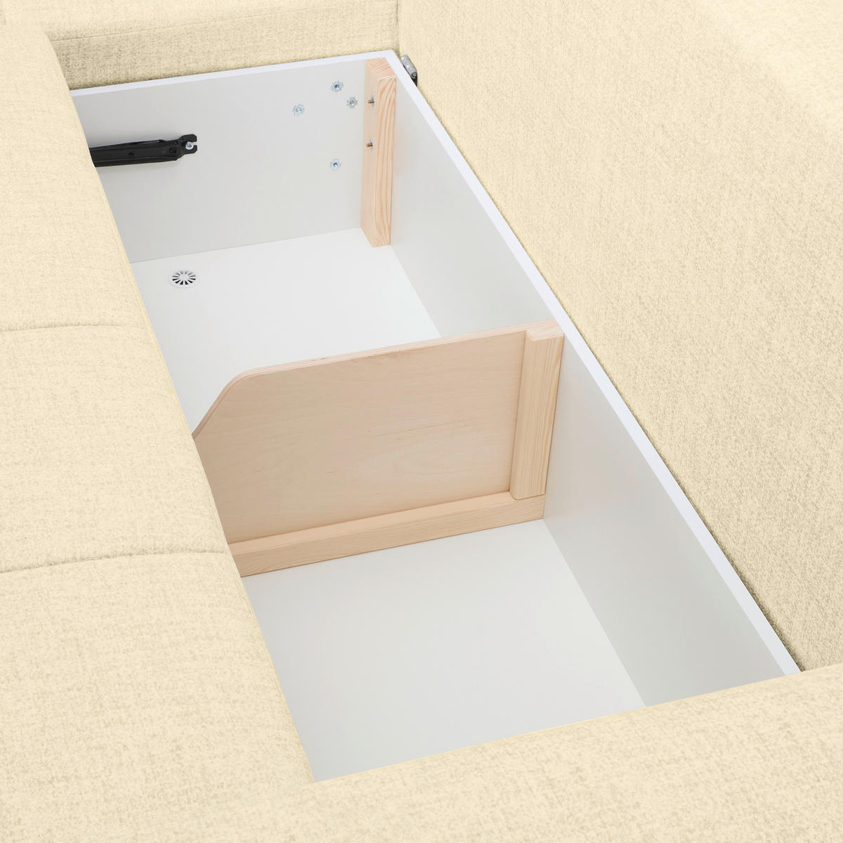 ECKSOFA Creme Mikrofaser  - Creme/Schwarz, KONVENTIONELL, Kunststoff/Textil (169/295cm) - Carryhome