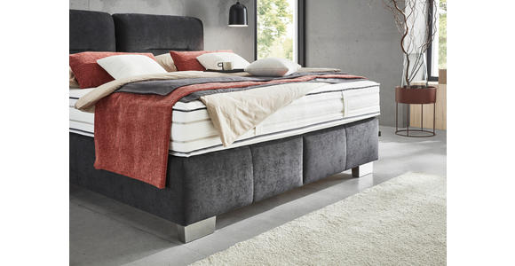 BOXSPRINGBETT 180/200 cm in Anthrazit - Chromfarben/Anthrazit, KONVENTIONELL, Textil/Metall (180/200cm) - Dieter Knoll