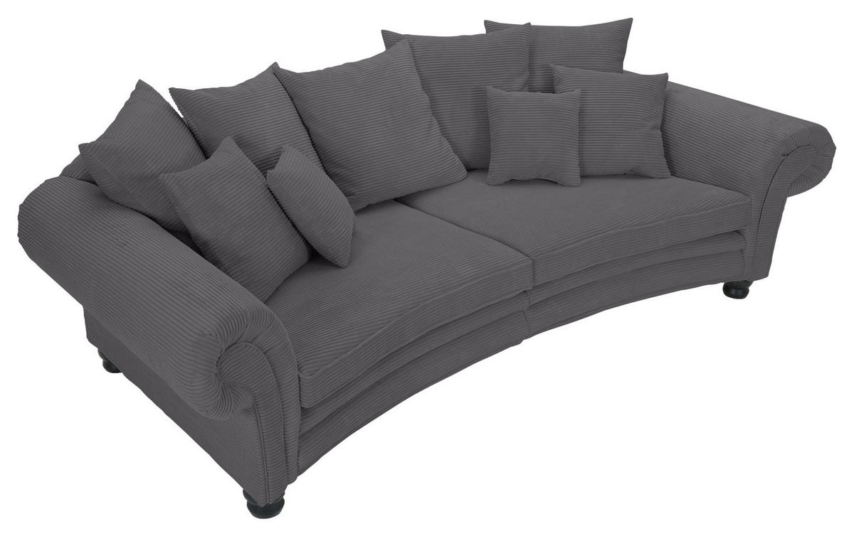 MEGASOFA Cord Dunkelgrau  - Dunkelgrau/Schwarz, ROMANTIK / LANDHAUS, Holz/Textil (276/81/140cm) - Landscape