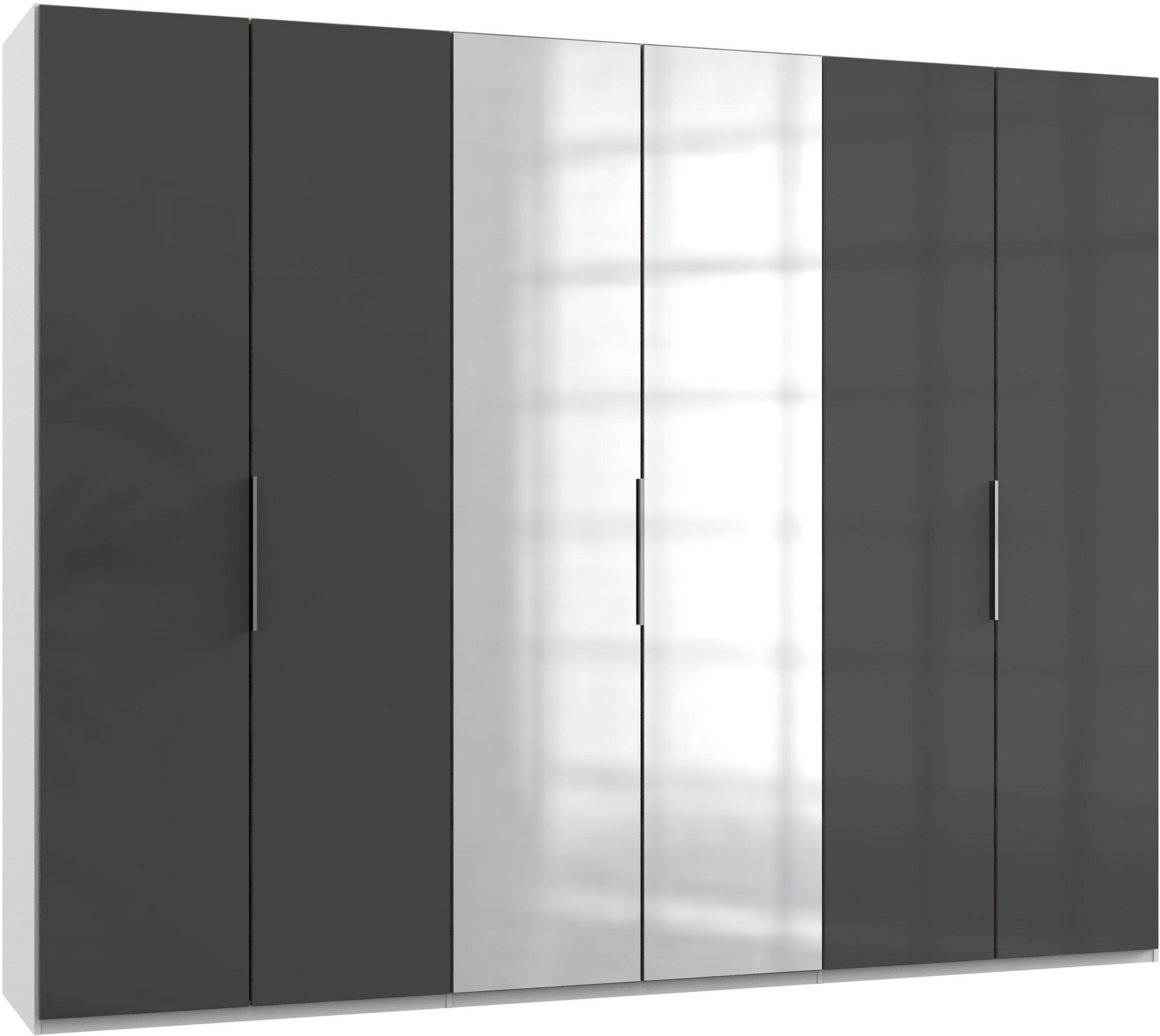 DREHTÜRENSCHRANK 300/236/58 cm 6-türig Grau, Weiß  - Chromfarben/Weiß, MODERN, Glas/Holzwerkstoff (300/236/58cm) - MID.YOU