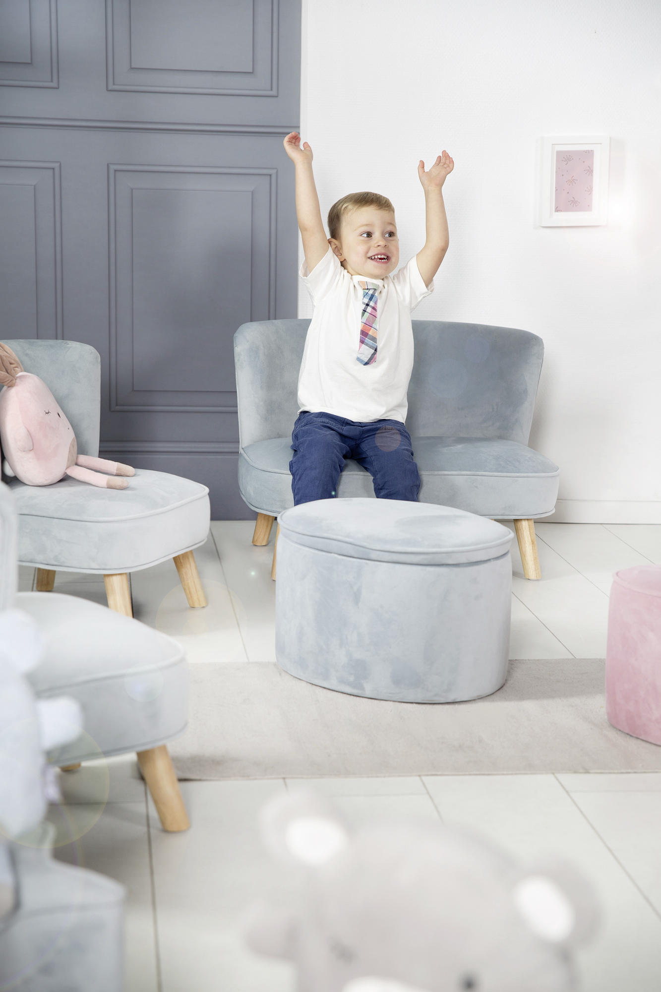 KINDERSOFA - Hellblau, Basics, Textil (70/50/48cm) - Roba