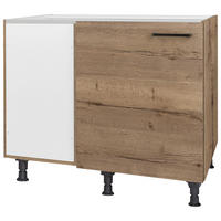 ECKUNTERSCHRANK 125/87/65 cm  - Eiche dunkel/Schwarz, MODERN, Holzwerkstoff/Metall (125/87/65cm) - Nobilia