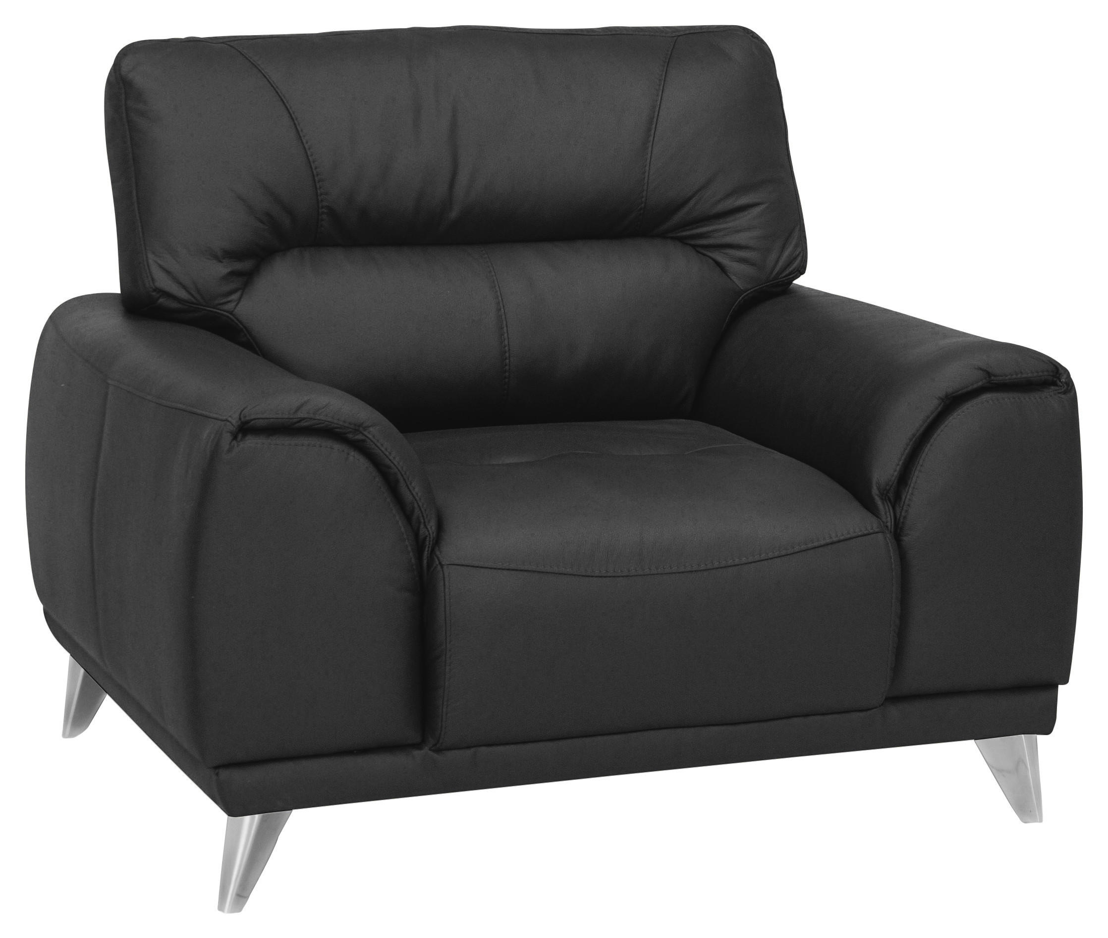 FERNSEHSESSEL Lederlook Schwarz  - Chromfarben/Schwarz, MODERN, Textil/Metall (112/92/96cm) - MID.YOU