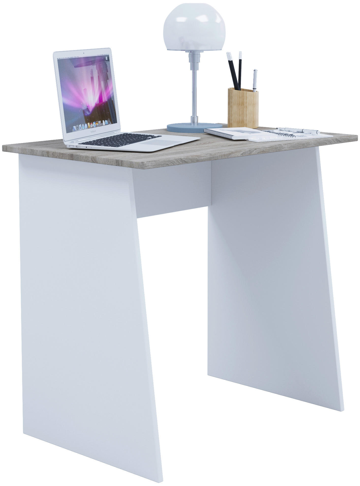 SCHREIBTISCH 80/50/74 cm  in Weiss, Sonoma Eiche  - Weiss/Sonoma Eiche, Basics, Holzwerkstoff (80/50/74cm) - MID.YOU