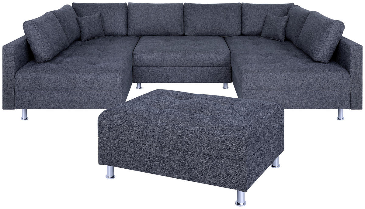 WOHNLANDSCHAFT Anthrazit Webstoff  - Chromfarben/Anthrazit, Design, Textil (192/308/192cm) - P & B