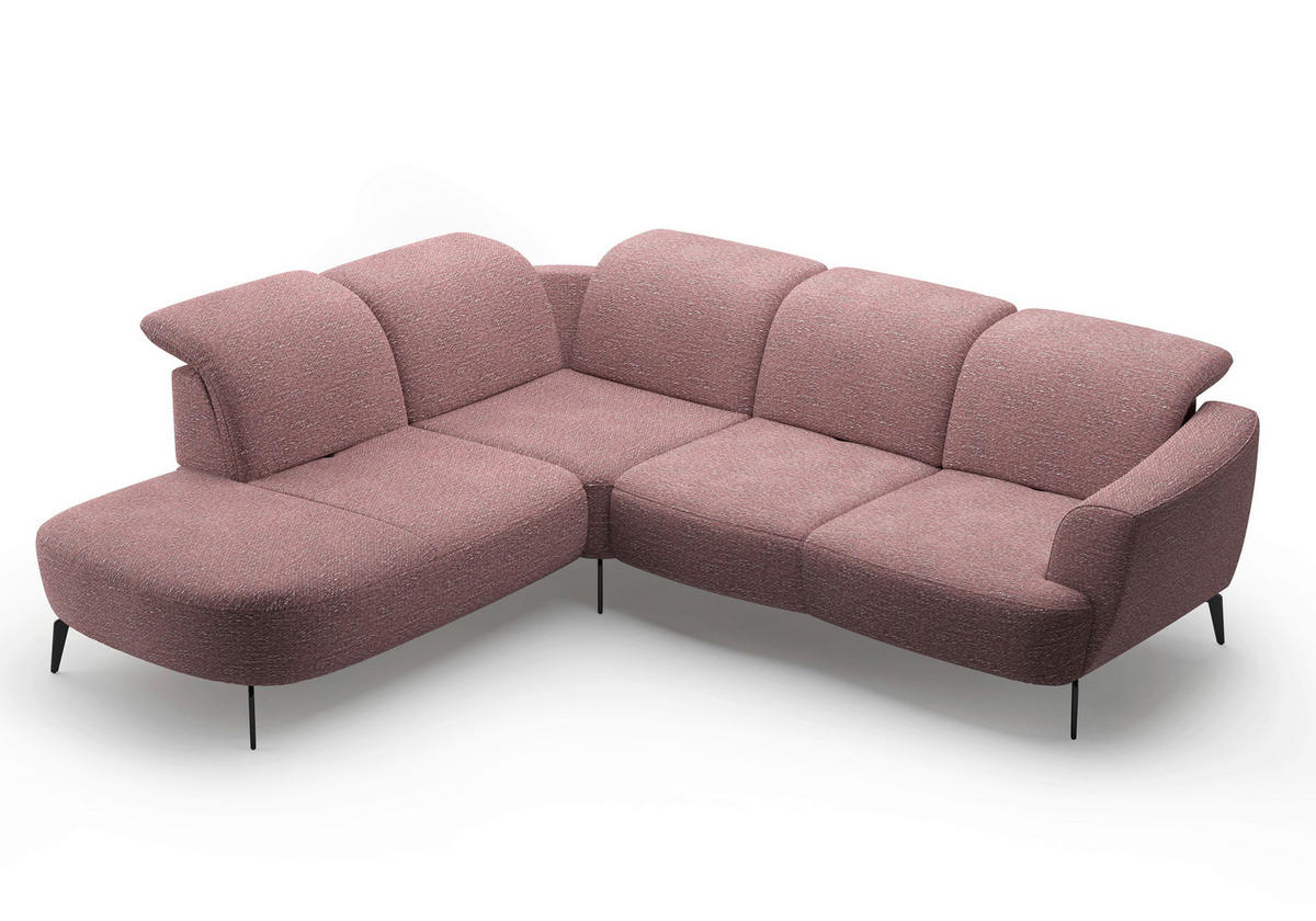 ECKSOFA in Chenille Aubergine  267/300 cm  - Aubergine/Schwarz, KONVENTIONELL, Textil/Metall (267/300cm) - Sit & More