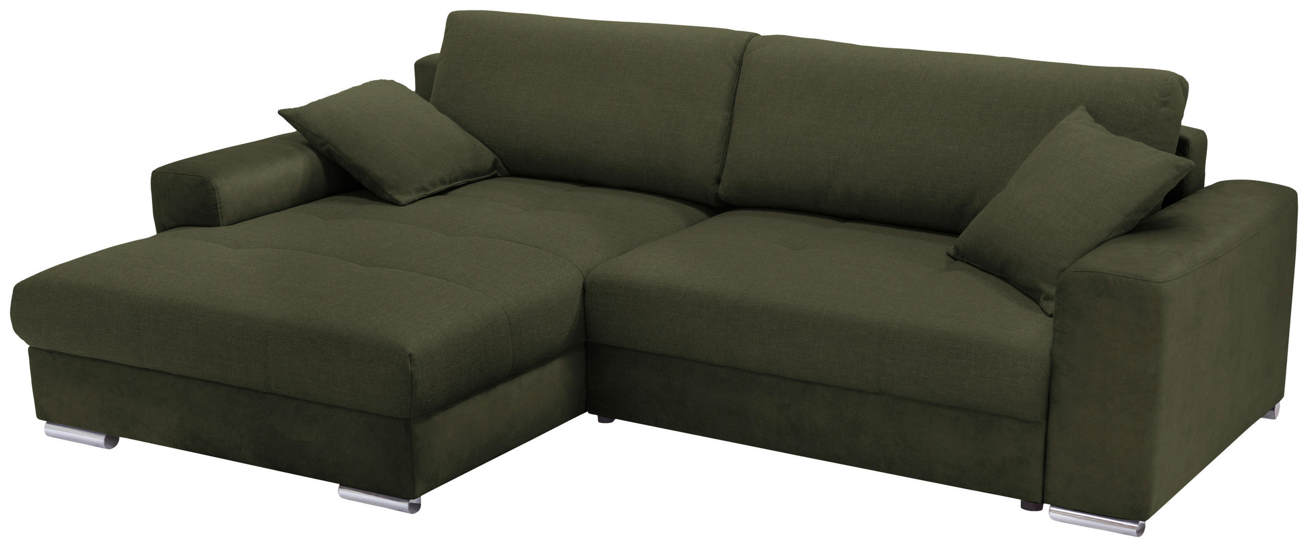 ECKSOFA in Struktur Olivgrün  - Chromfarben/Olivgrün, Design, Textil/Metall (177/269cm) - Livetastic
