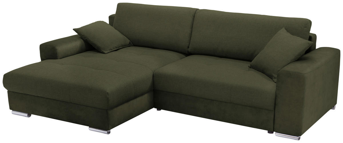 ECKSOFA in Struktur Olivgrün  - Chromfarben/Olivgrün, Design, Textil/Metall (177/269cm) - Livetastic