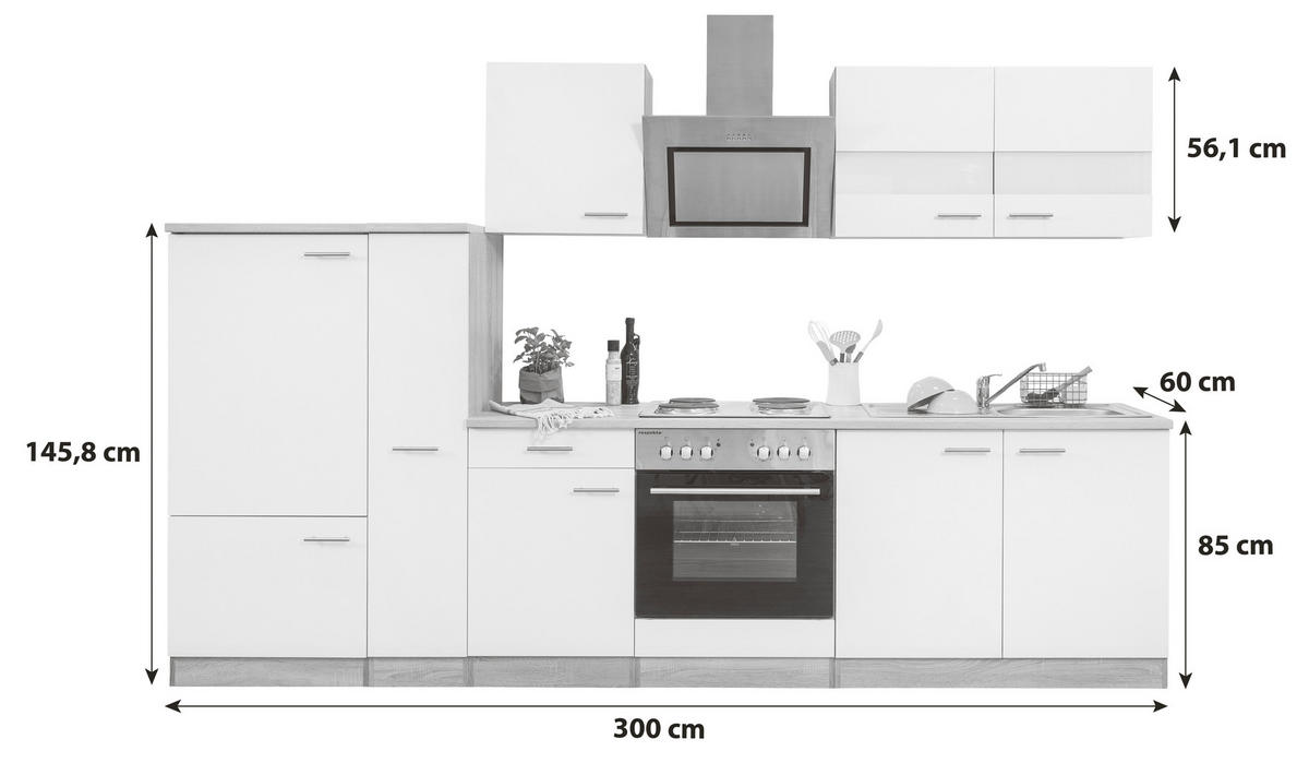 KUCHYNSKÝ BLOK 300 cm - sivá/farba ušľachtilej ocele, Basics, kov/kompozitné drevo (300cm) - Respekta