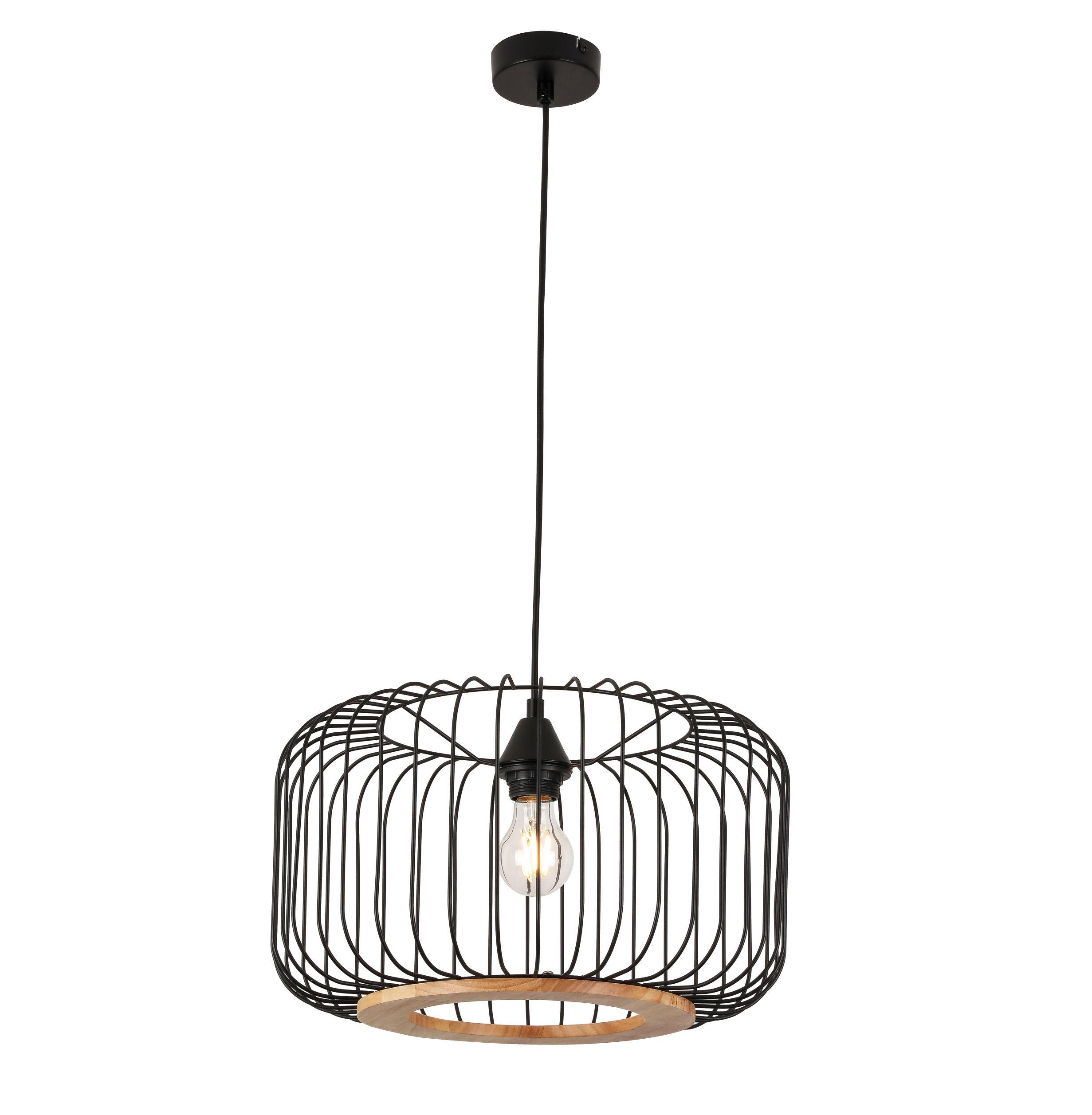 HÄNGELEUCHTE 40/120 cm    - Eichefarben/Schwarz, Trend, Holz/Metall (40/120cm) - Marama