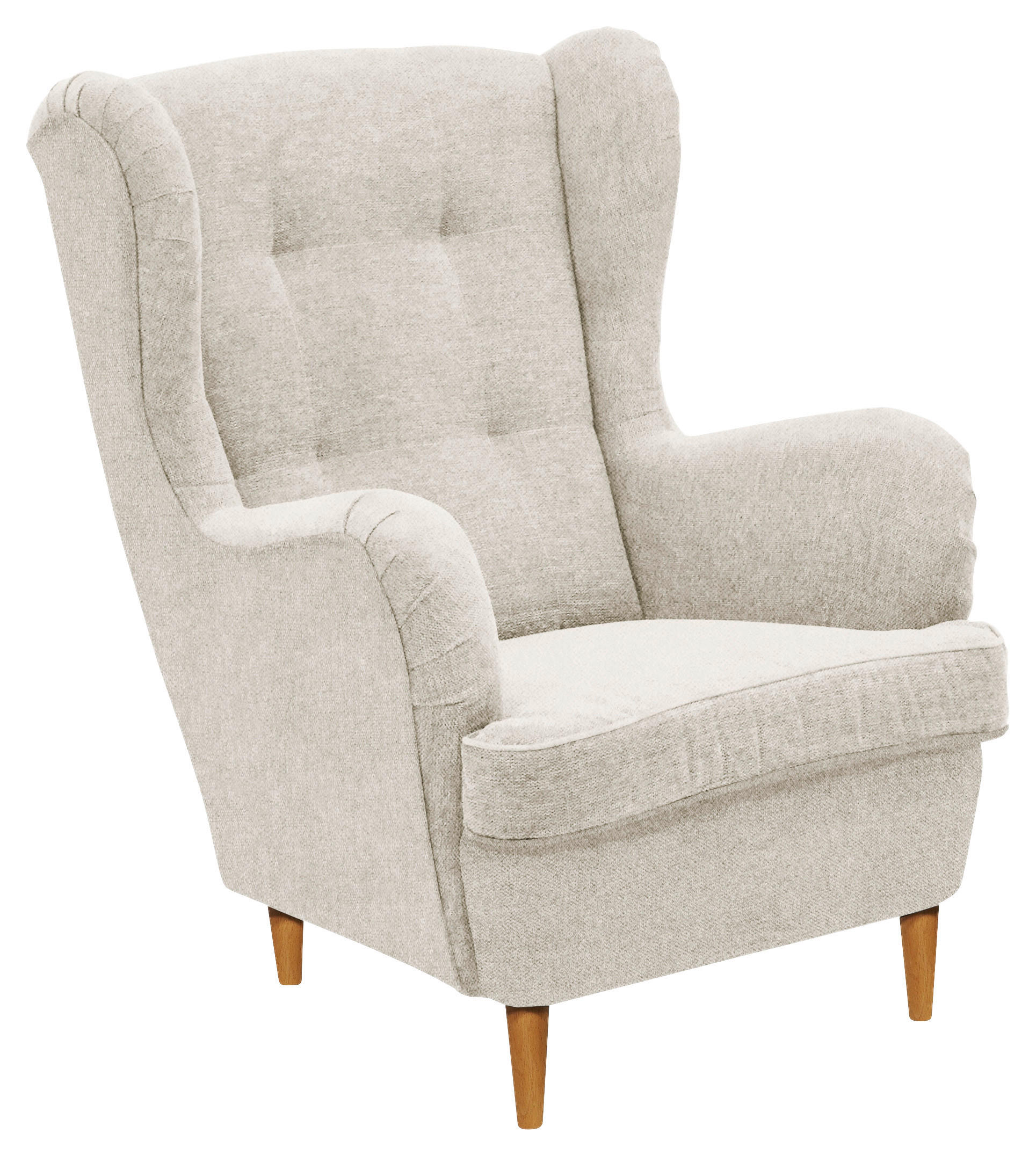 OHRENSESSEL Webstoff Creme, Eiche Wotan  - Eiche Wotan/Creme, Basics, Holz/Textil (78/102/98cm) - Carryhome