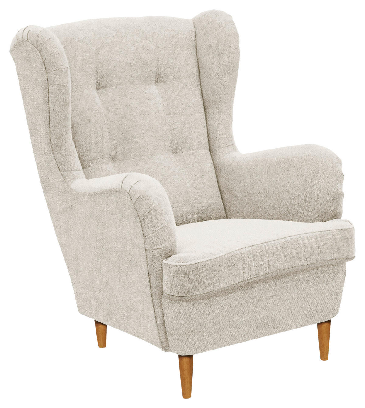 OHRENSESSEL Webstoff Creme, Eiche Wotan  - Eiche Wotan/Creme, Basics, Holz/Textil (78/102/98cm) - Carryhome