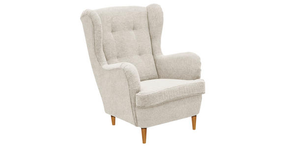 OHRENSESSEL Webstoff Creme, Eiche Wotan - Eiche Wotan/Creme, Basics, Holz/Textil (78/102/98cm) - Carryhome