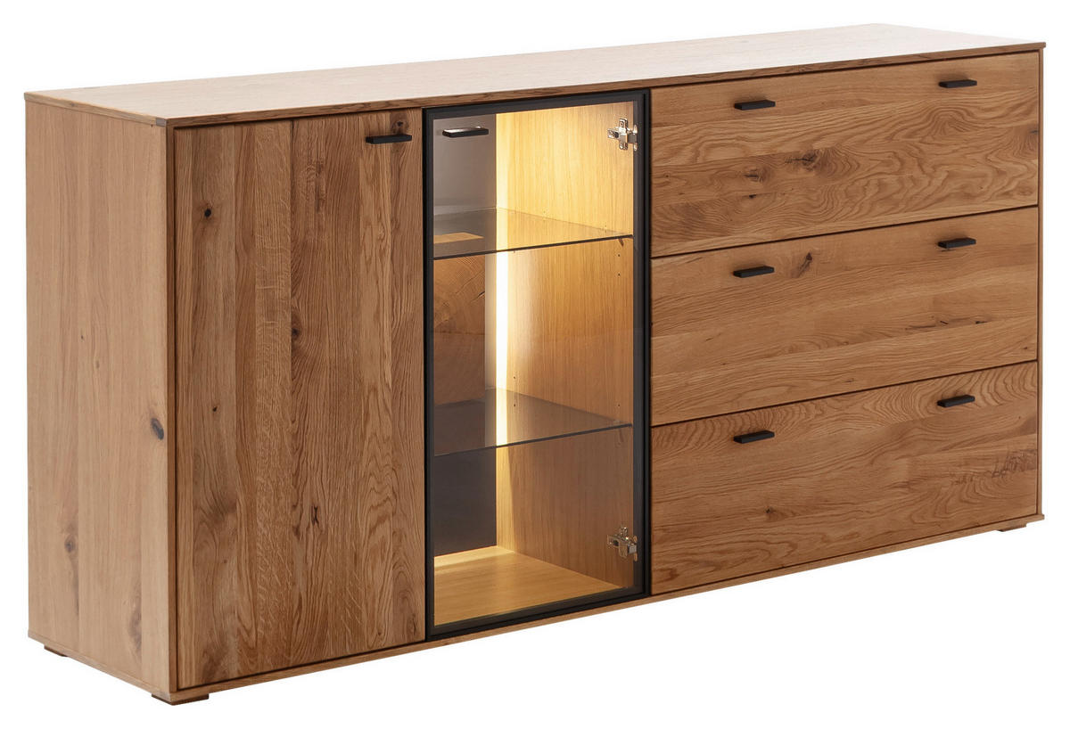 SIDEBOARD 183/88/44 cm  in Wildeiche  - Wildeiche/Anthrazit, Design, Glas/Holz (183/88/44cm) - MID.YOU