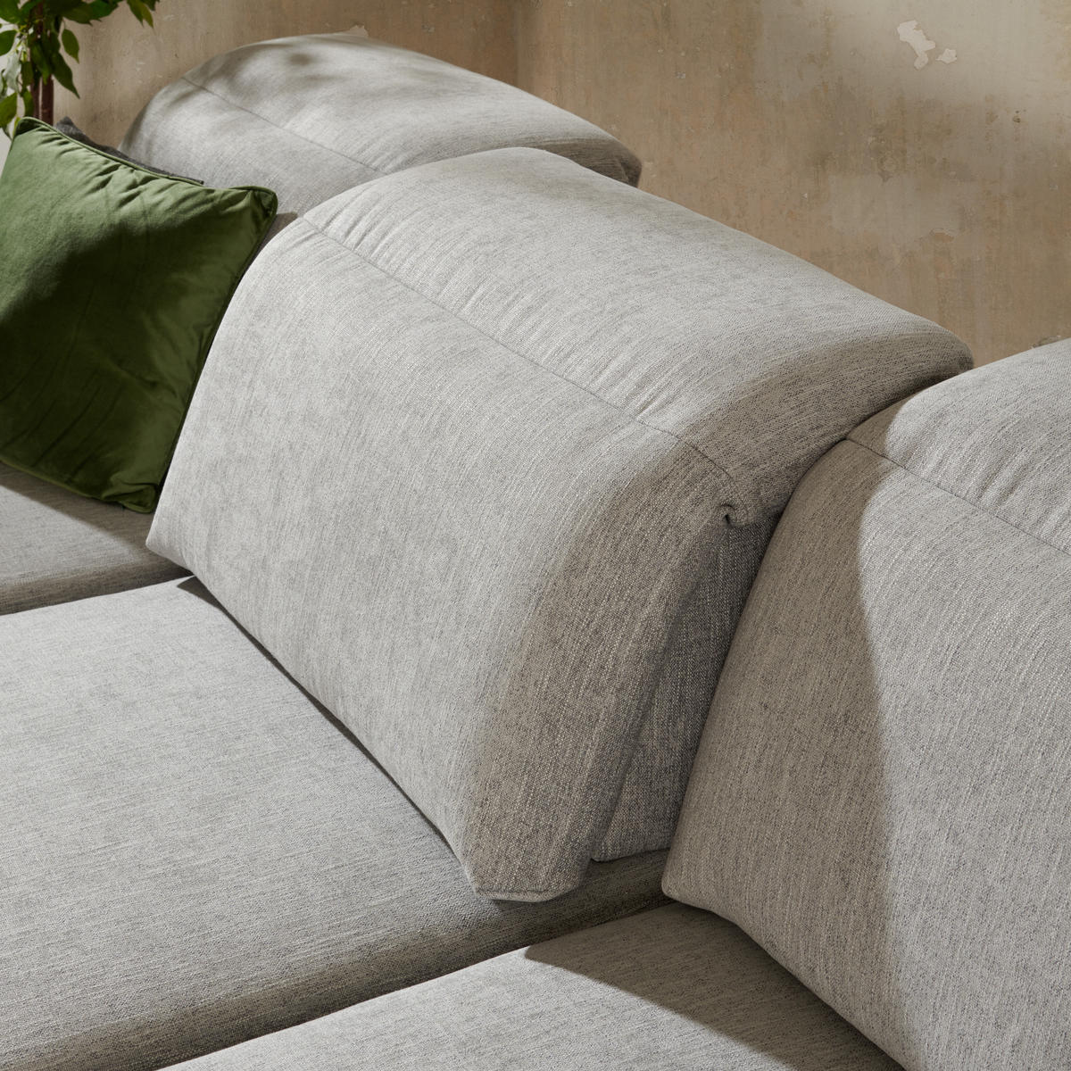 ECKSOFA inkl.Funktionen Hellgrau Webstoff  - Hellgrau/Schwarz, Design, Textil/Metall (180/289cm) - Stylife