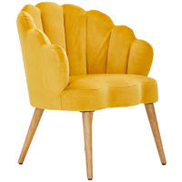 SESSEL Samt Gelb, Ecru    - Ecru/Gelb, Design, Holz/Textil (67/80/65cm) - MID.YOU