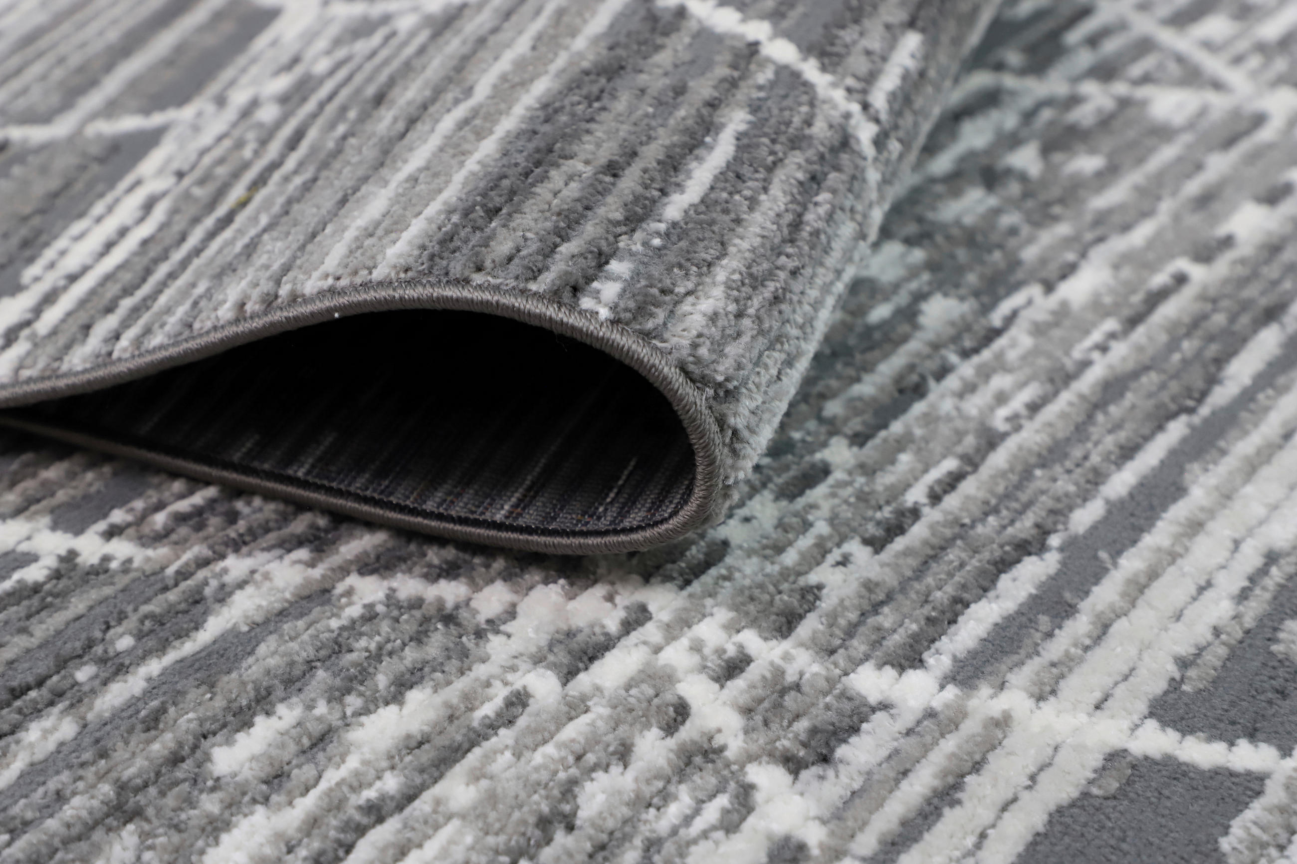 Thumbnail - Novel Webteppich 4932, Anthrazit, Grau, Weiß, Textil, Abstraktes, rechteckig, 120x180 cm, Teppiche & Böden, Teppiche, Mo...