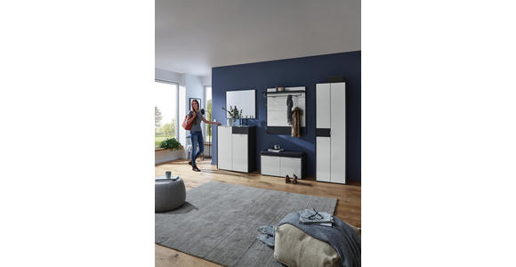 GARDEROBENPANEEL 98/108/30 cm - Graphitfarben/Weiß, Design, Glas/Holzwerkstoff (98/108/30cm) - Voleo