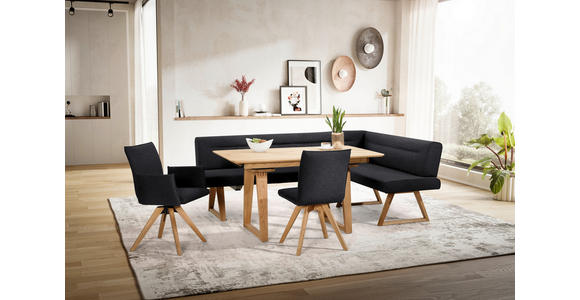 ARMLEHNSTUHL  Stoffauswahl, Typenauswahl Lederlook  - Eichefarben/Schwarz, KONVENTIONELL, Holz/Textil (60/91/61cm) - Moderano