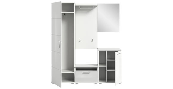 GARDEROBE in 165/191/37 cm - Weiß Hochglanz/Weiß, Design, Glas/Holzwerkstoff (165/191/37cm) - Xora