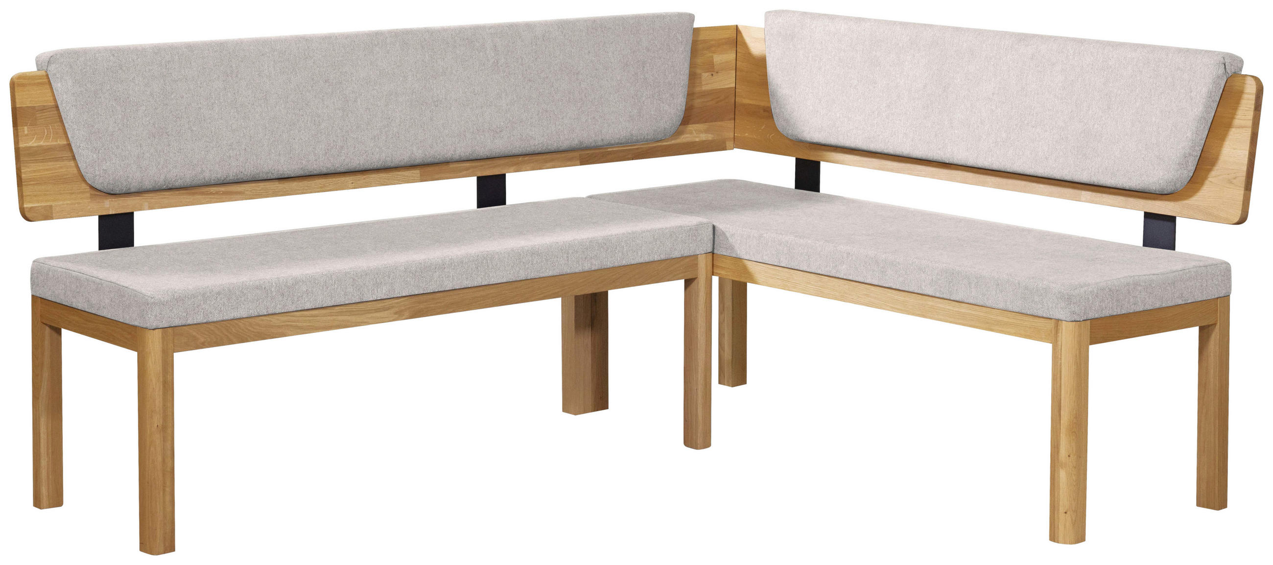 ECKBANK 195/155 cm Webstoff Eichefarben, Hellgrau Eiche vollmassiv   - Eichefarben/Hellgrau, KONVENTIONELL, Holz/Textil (195/155cm) - Linea Natura