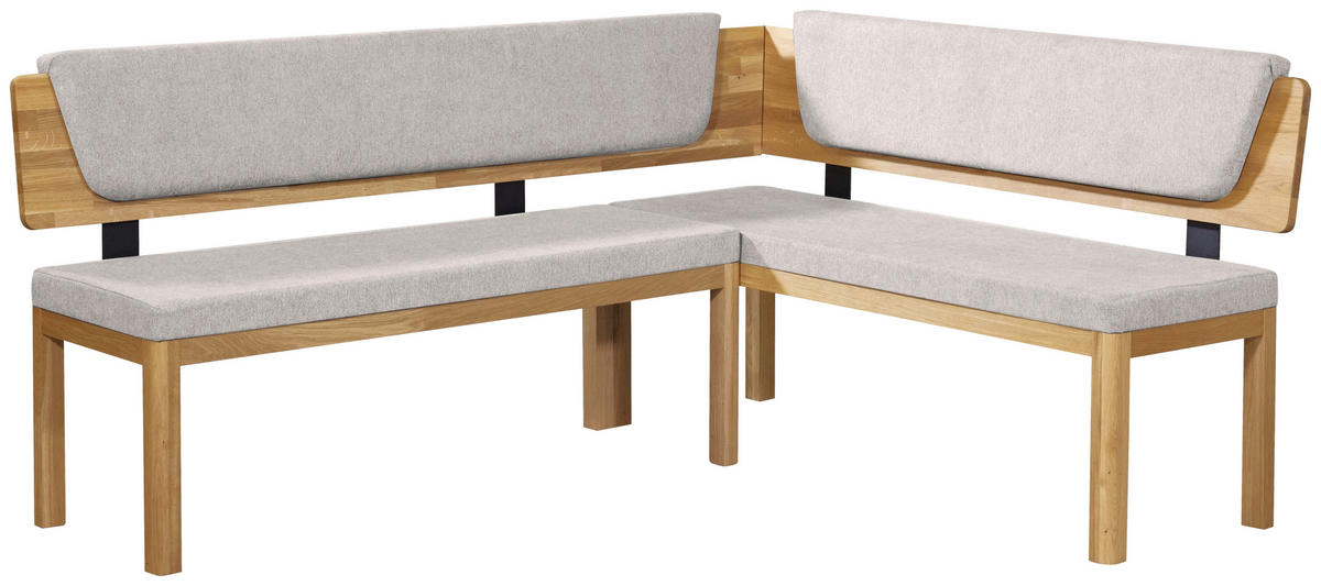 ECKBANK 248/171 cm Webstoff Eichefarben, Hellgrau Eiche vollmassiv   - Eichefarben/Hellgrau, KONVENTIONELL, Holz/Textil (248/171cm) - Linea Natura