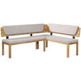 ECKBANK 195/155 cm Webstoff Eichefarben, Hellgrau Eiche vollmassiv   - Eichefarben/Hellgrau, KONVENTIONELL, Holz/Textil (195/155cm) - Linea Natura