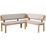 ECKBANK 195/155 cm Webstoff Eichefarben, Hellgrau Eiche vollmassiv   - Eichefarben/Hellgrau, KONVENTIONELL, Holz/Textil (195/155cm) - Linea Natura
