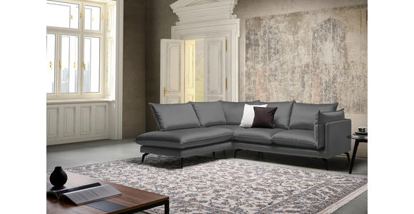 ECKSOFA in Samt Dunkelgrau  - Dunkelgrau/Schwarz, Design, Textil/Metall (200/241cm) - Carryhome