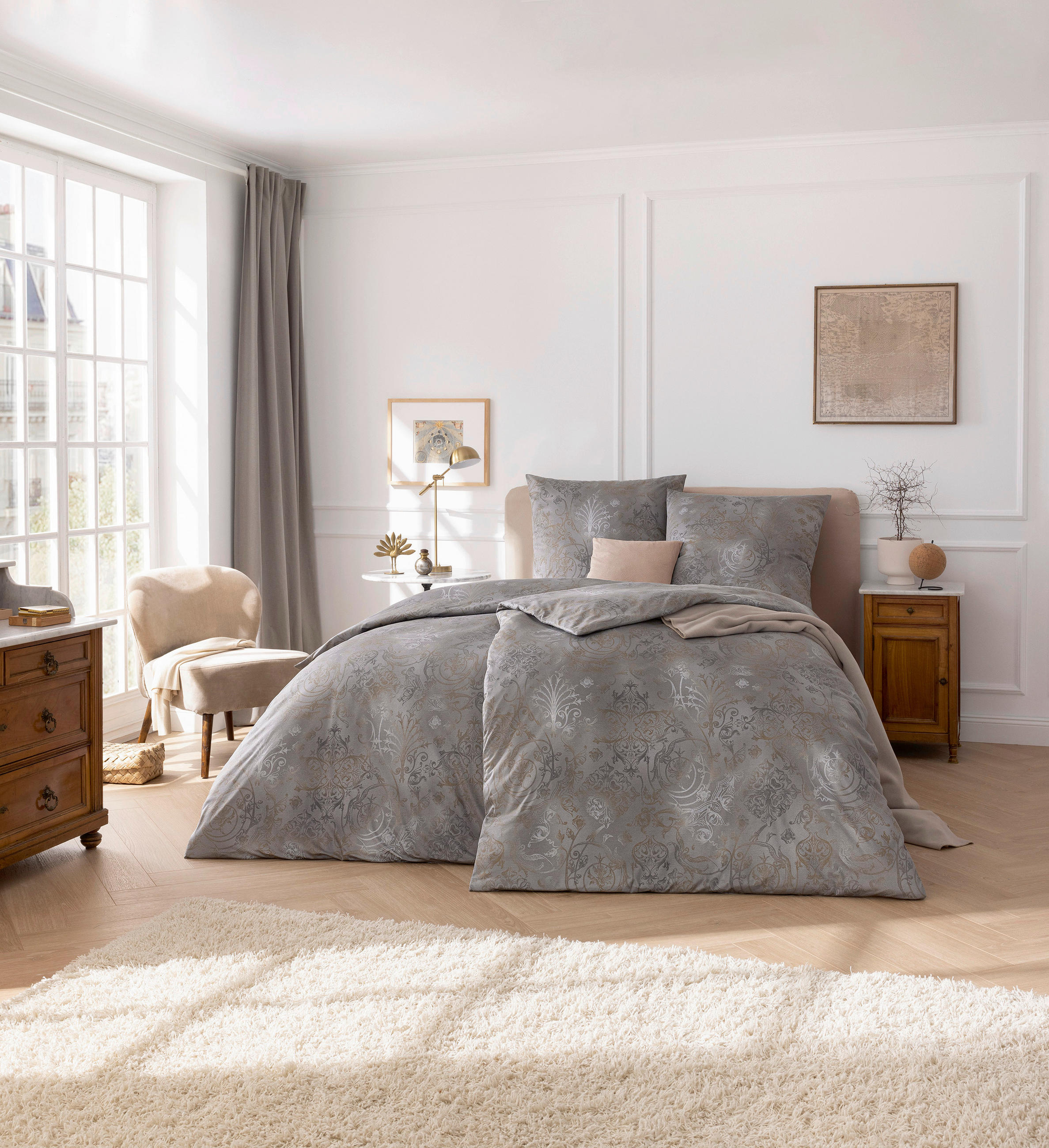 BETTWÄSCHE Atelier Satin 155/220 cm  - Grau, Design, Textil (155/220cm) - Estella