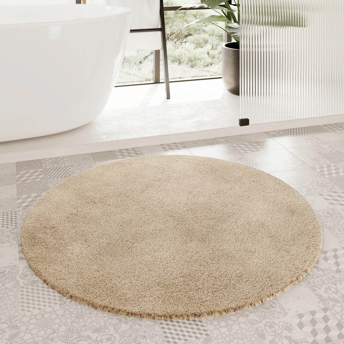 BADTEPPICH Beige, Cappuccino 90 cm  - Beige/Cappuccino, Basics, Kunststoff/Textil (90cm) - WECON HOME BASIC
