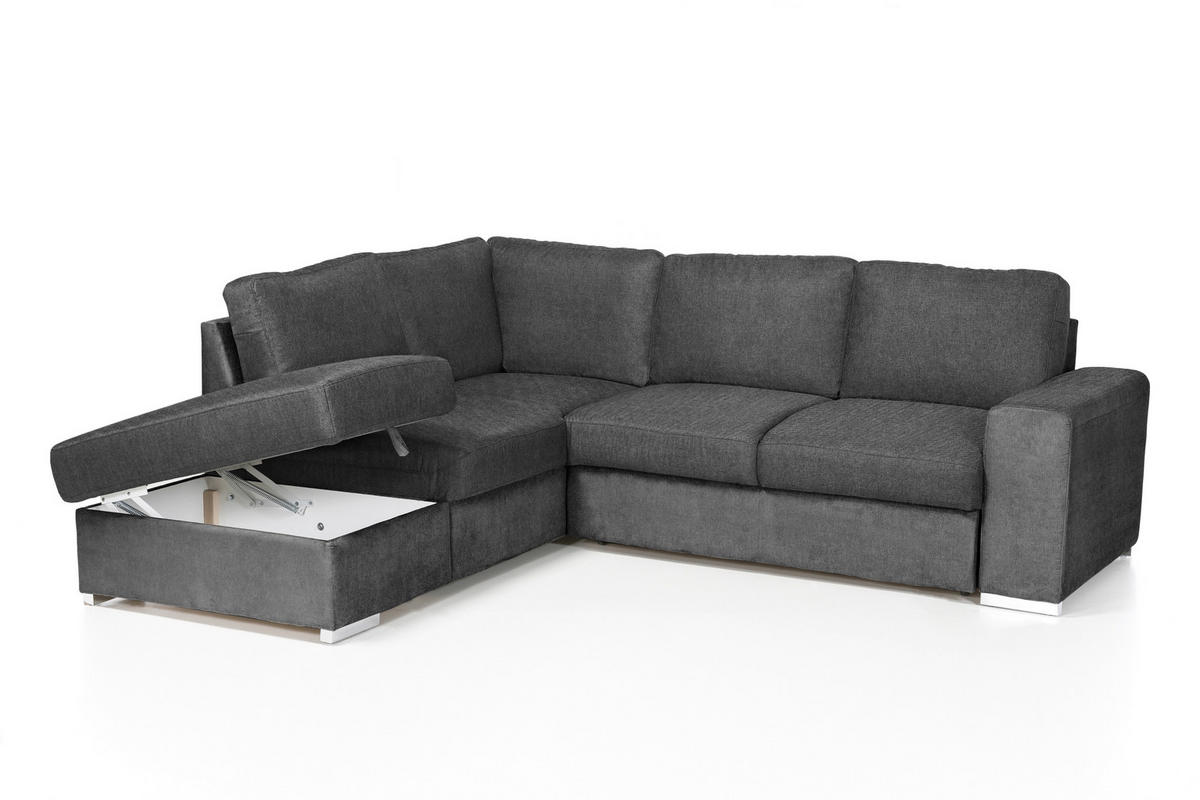 ECKSOFA Dunkelgrau Mikrofaser  - Chromfarben/Dunkelgrau, KONVENTIONELL, Textil/Metall (213/248cm) - MID.YOU