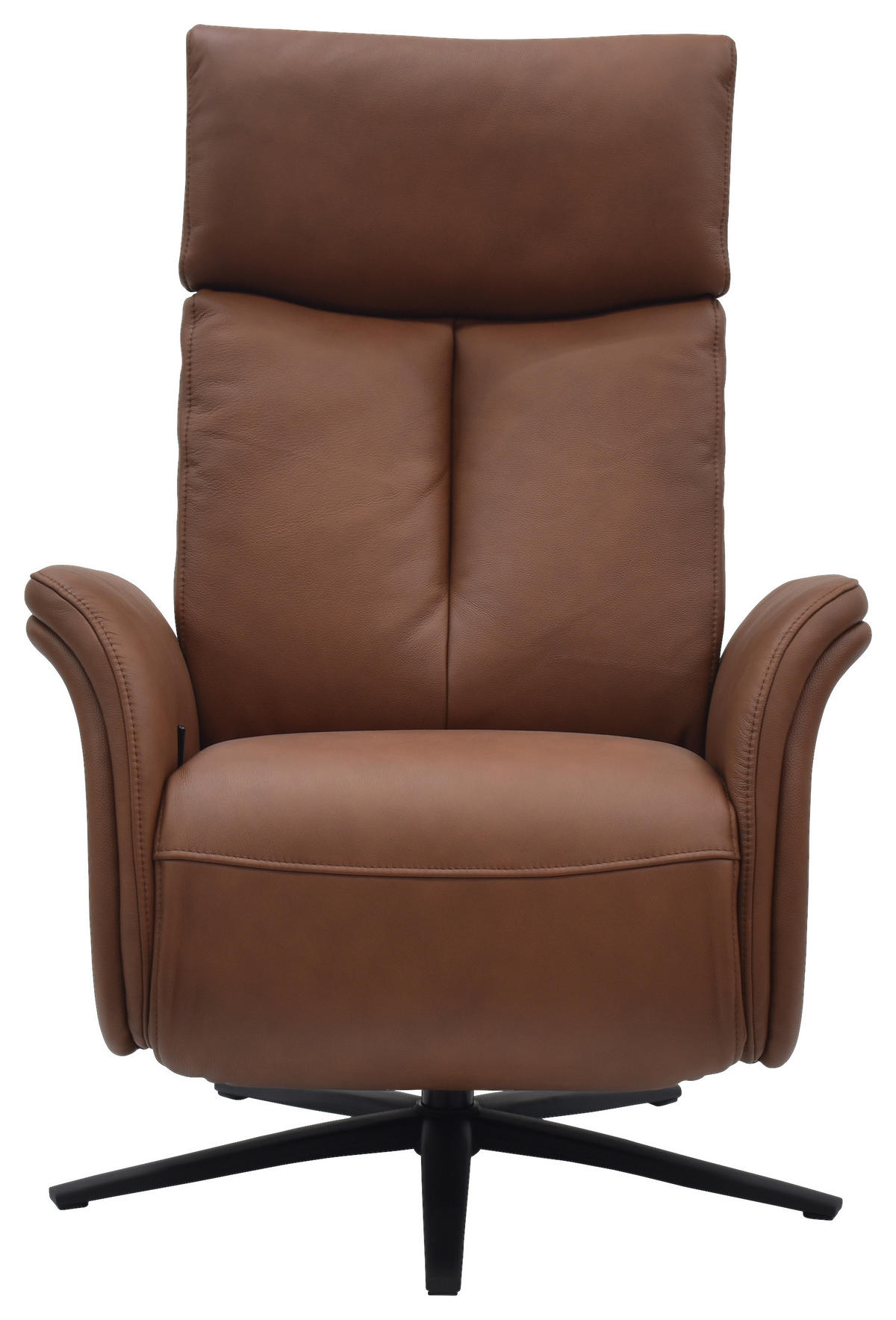 RELAXSESSEL Lederlook Echtleder    - Cognac/Schwarz, Design, Leder/Holz (75/109/84/148/84cm) - Livetastic
