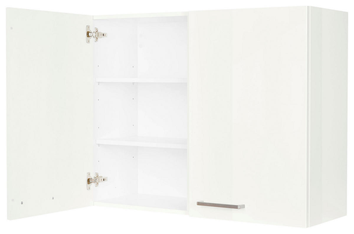 KÜCHENOBERSCHRANK 90/72/35 cm  in Weiß Hochglanz  - Edelstahlfarben/Weiß Hochglanz, MODERN, Holzwerkstoff (90/72/35cm) - Nobilia