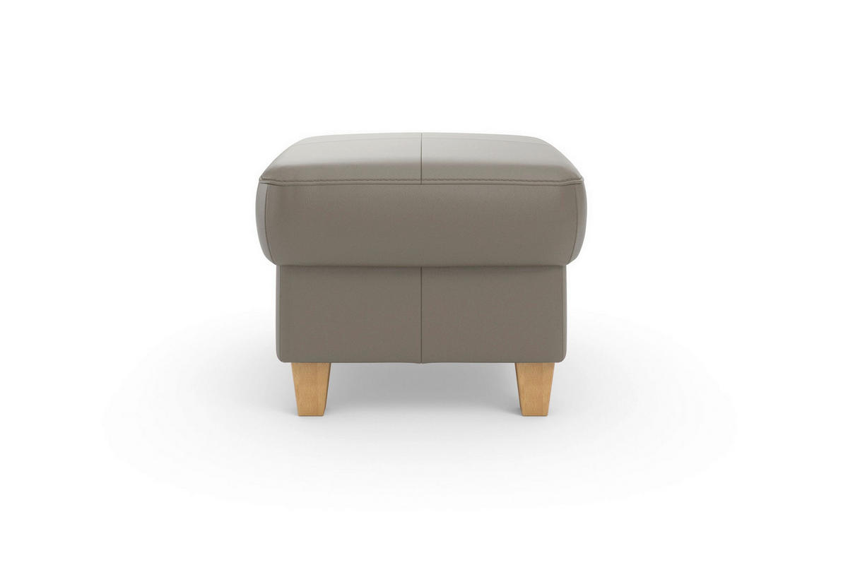 TABURETKA, koža, 58/48/58 cm - sivá/farba duba, Basics, koža/drevo (58/48/58cm) - Sit & More